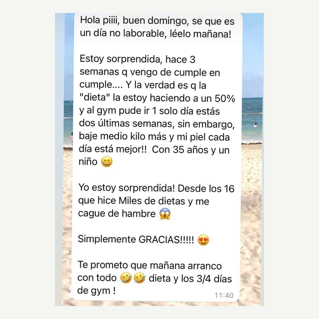 Desde los 16 hice miles de dietas y me morí de hambre. Ahora, con 35 años y un nene, bajé medio kilo más y mi piel está mejor cada día.