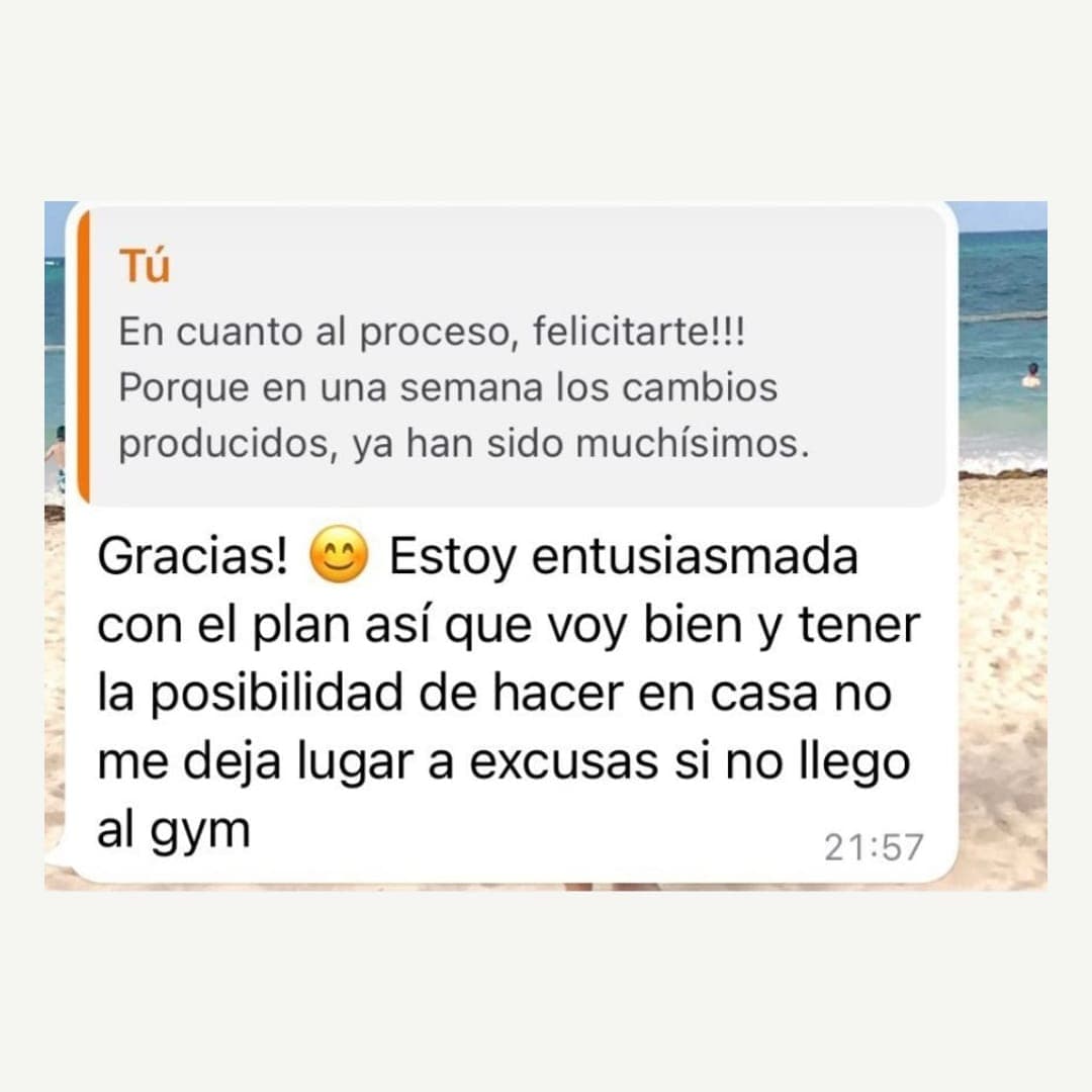 Estoy entusiasmada con el plan. Tener la posibilidad de hacerlo en casa no me deja lugar a excusas si no llego al gimnasio.